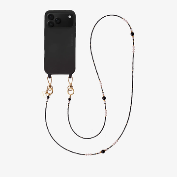 PEARL NOIR – Crossbody din pietre naturale pentru telefon 120 cm