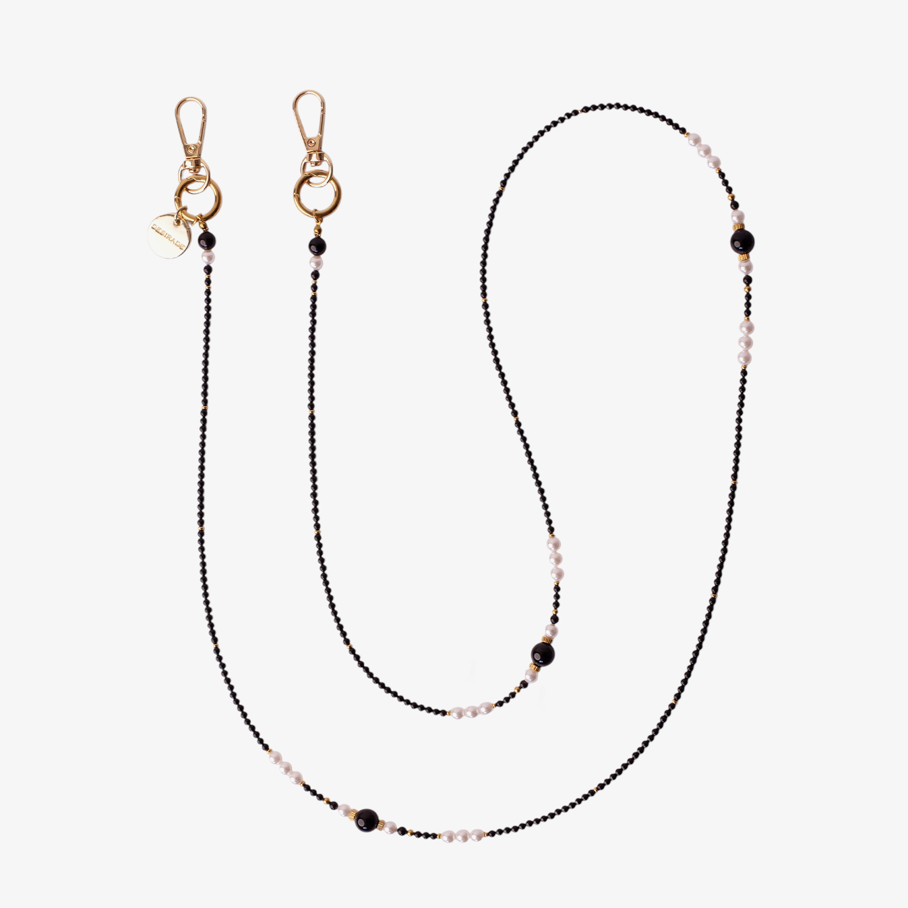PEARL NOIR – Crossbody din pietre naturale pentru telefon 120 cm