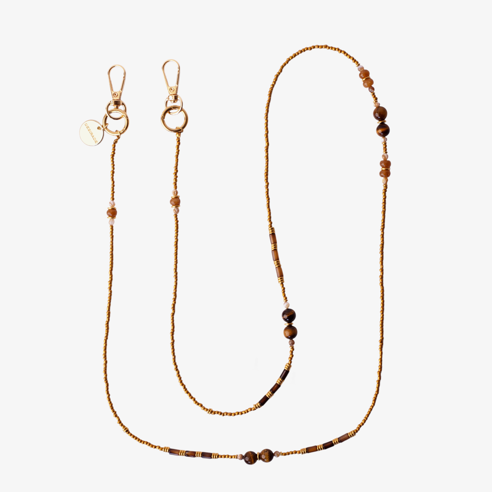MOCHA GLOW – Crossbody din pietre naturale pentru telefon 120 cm