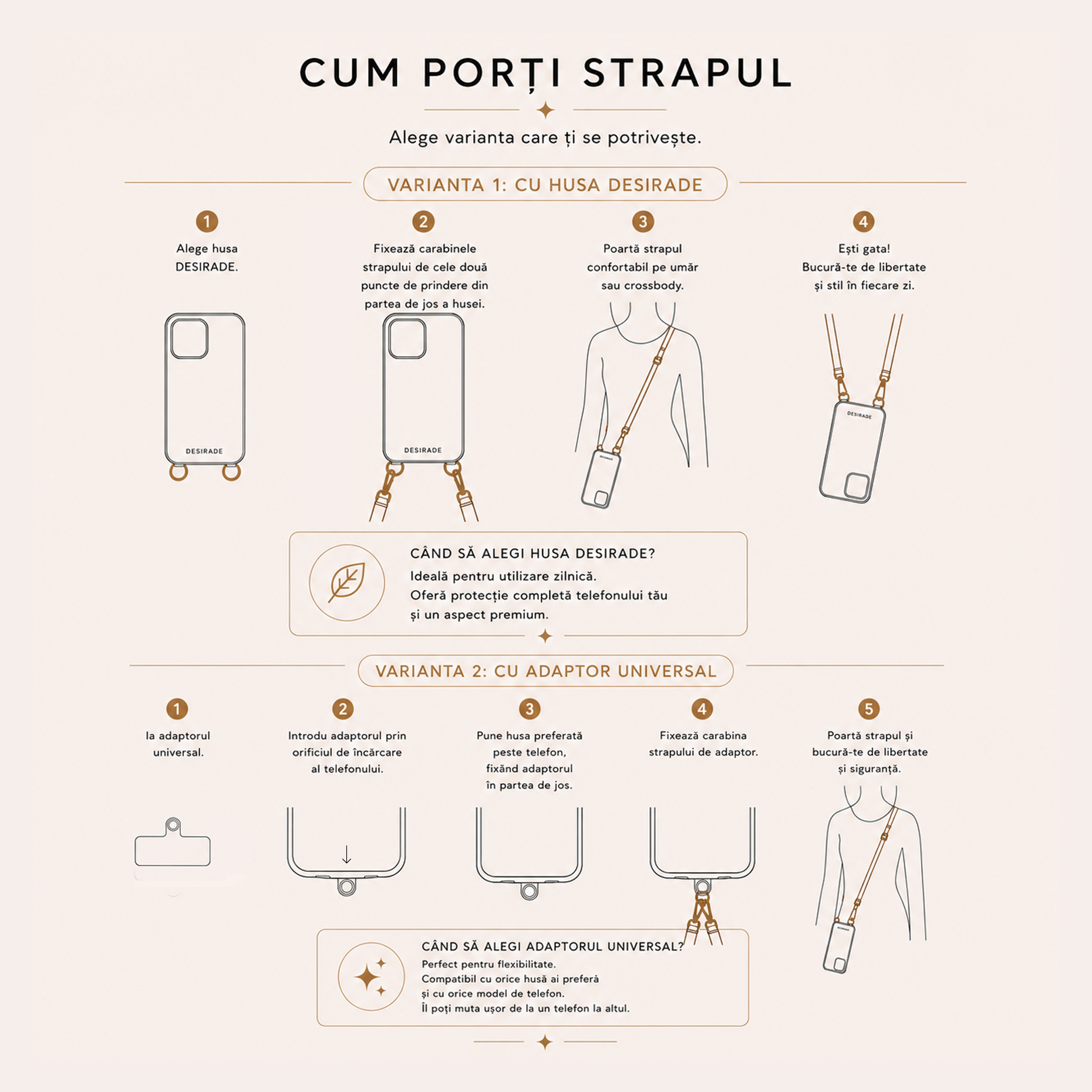 KARMEN NOTTE – Crossbody din pietre naturale pentru telefon 120 cm