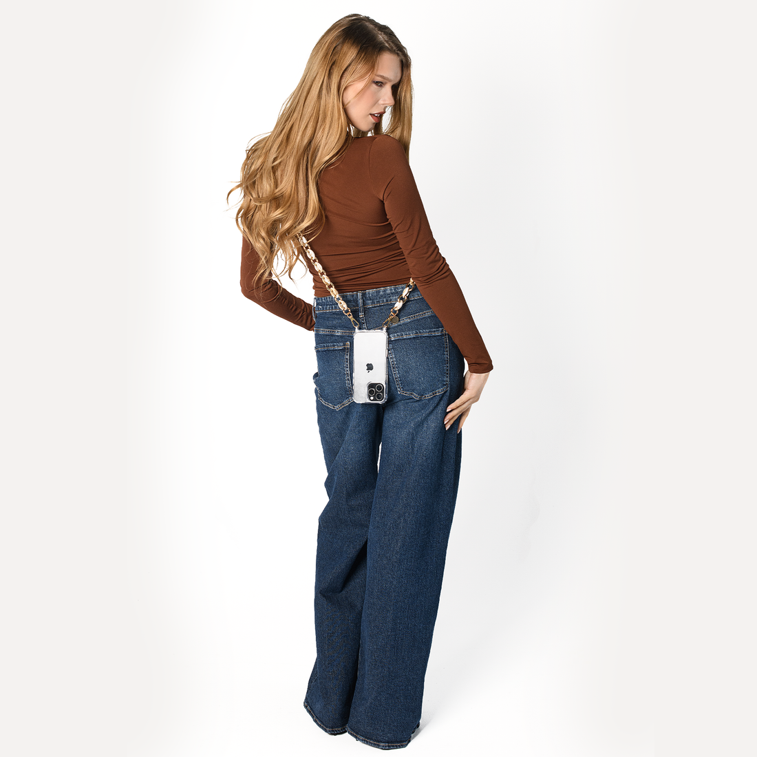 Latte Swirl – Crossbody Strap pentru telefon