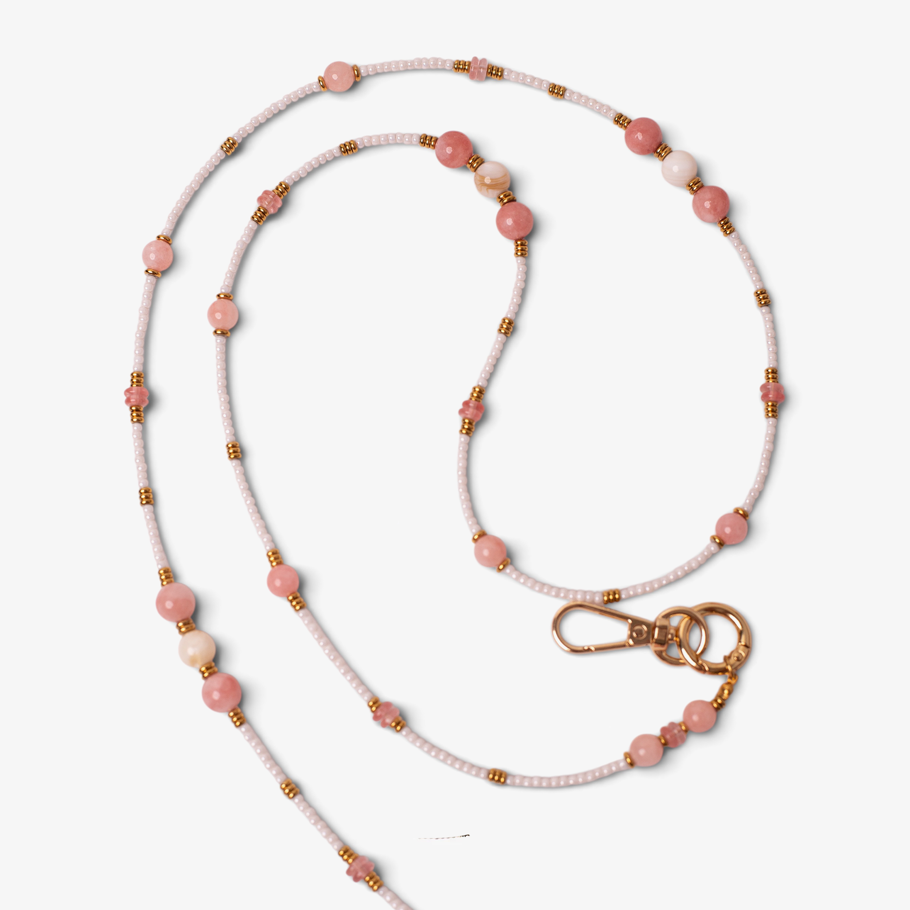 BLUSH BLOOM – Strap din pietre naturale pentru telefon 120 cm