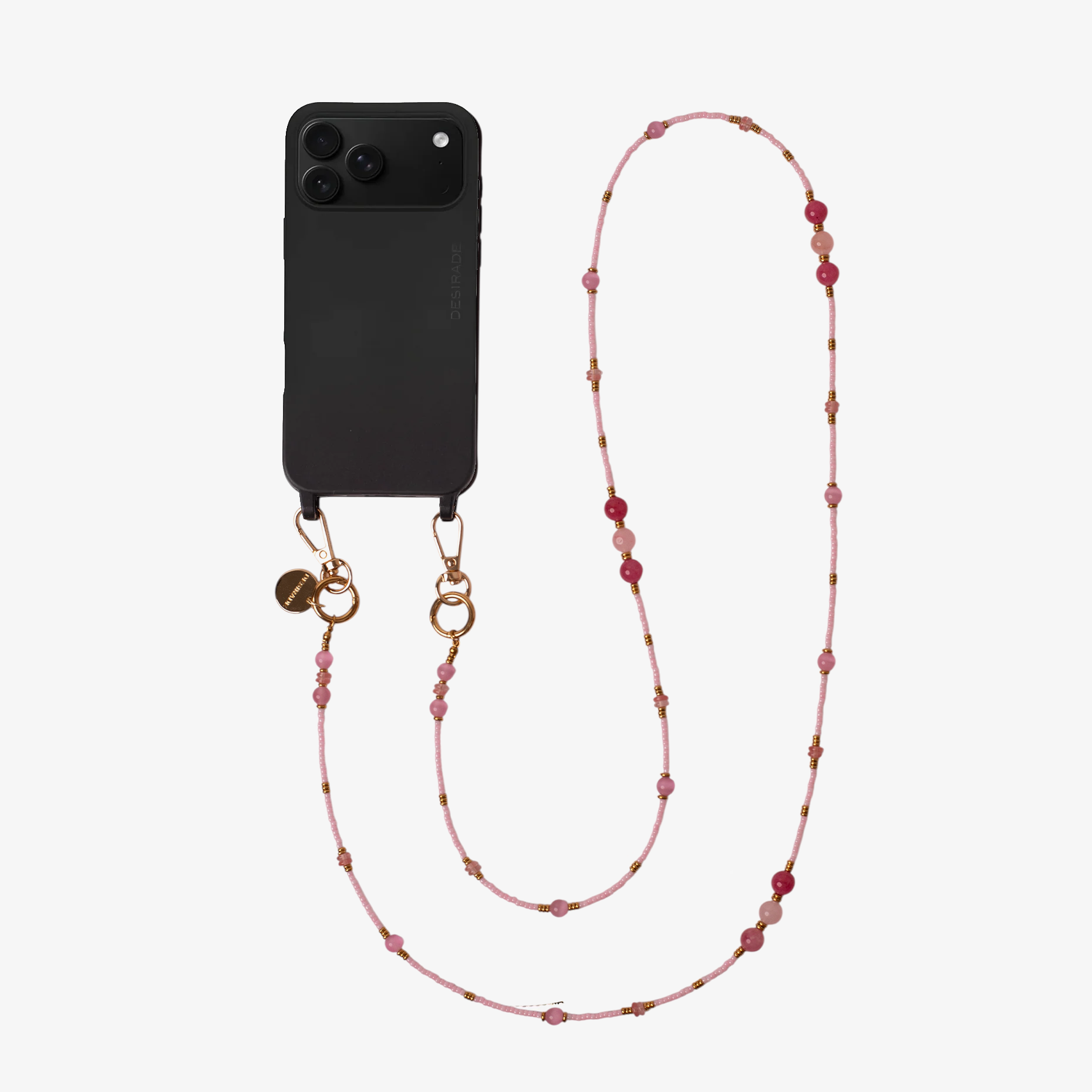 ROSÉ ALLURE – Strap din pietre naturale pentru telefon 120 cm