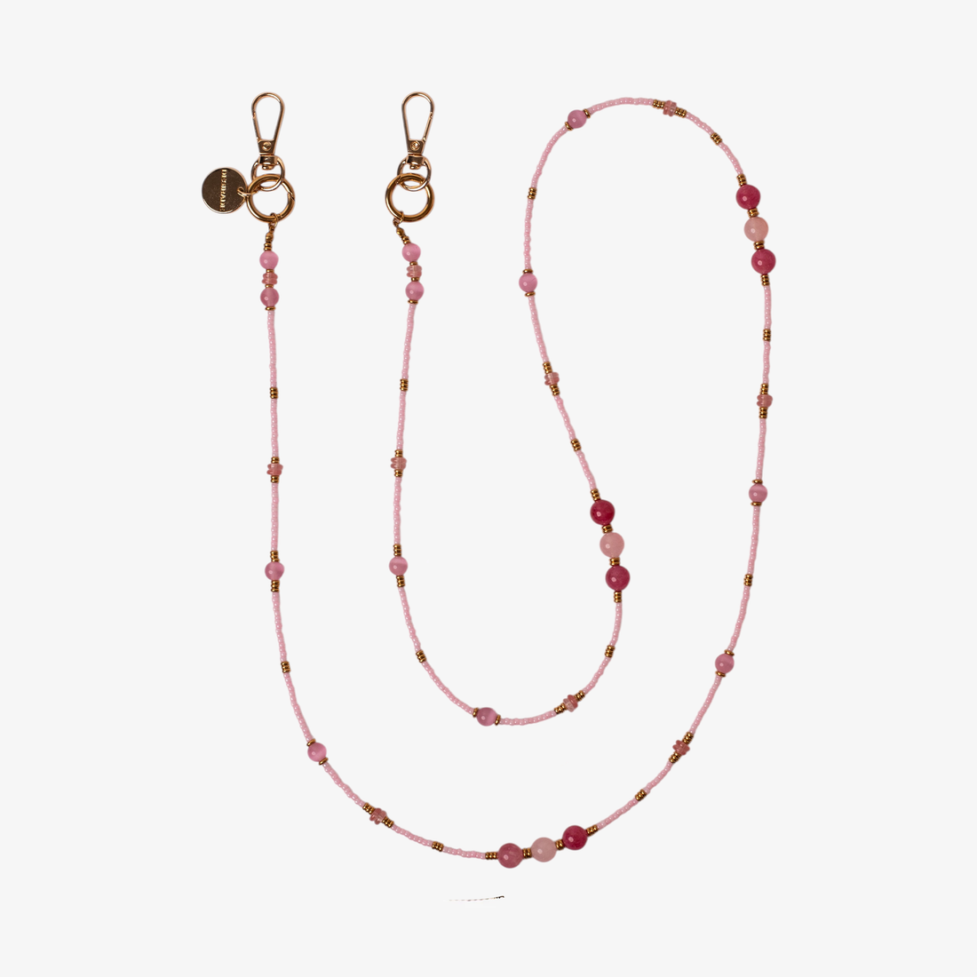 ROSÉ ALLURE – Strap din pietre naturale pentru telefon 120 cm