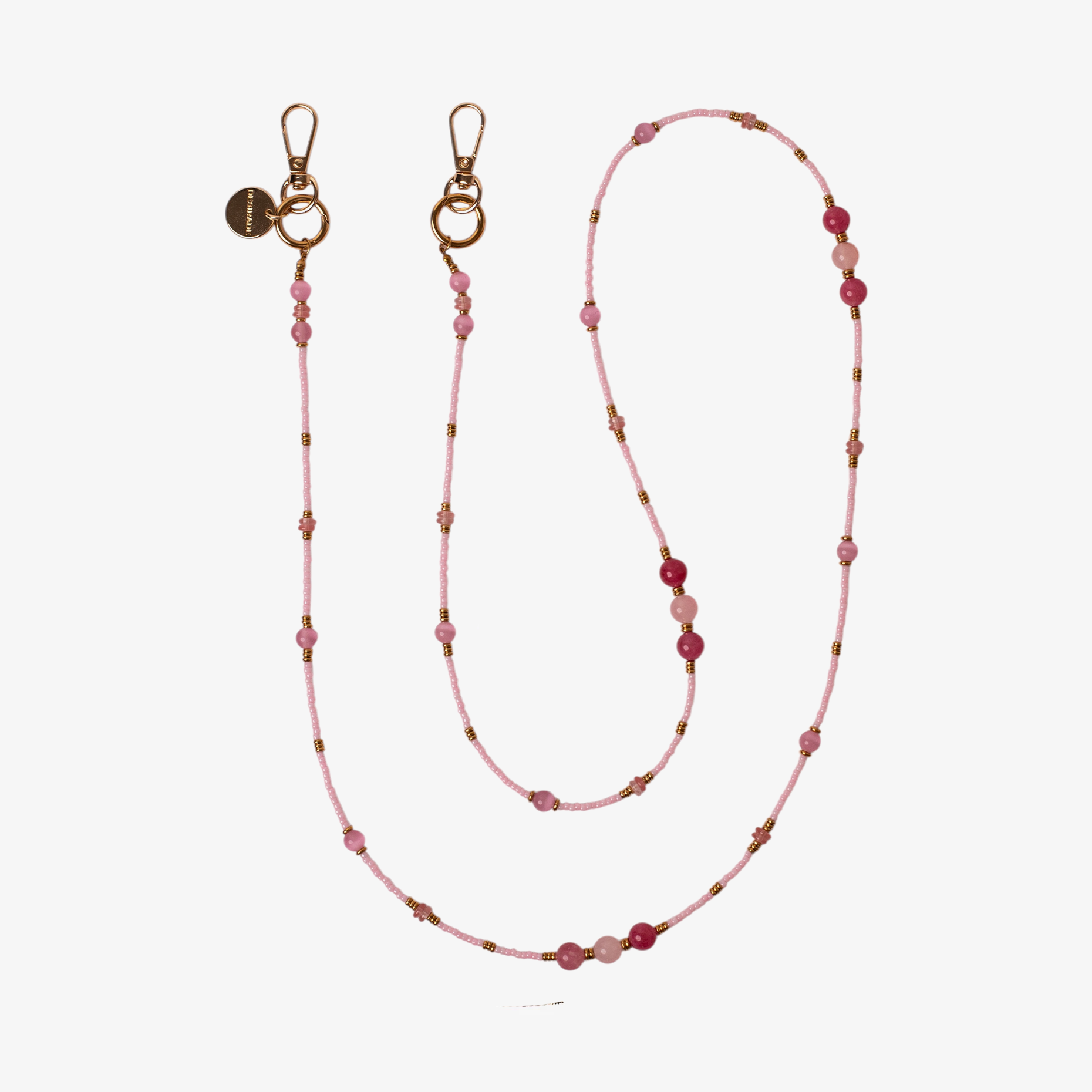 ROSÉ ALLURE – Strap din pietre naturale pentru telefon 120 cm