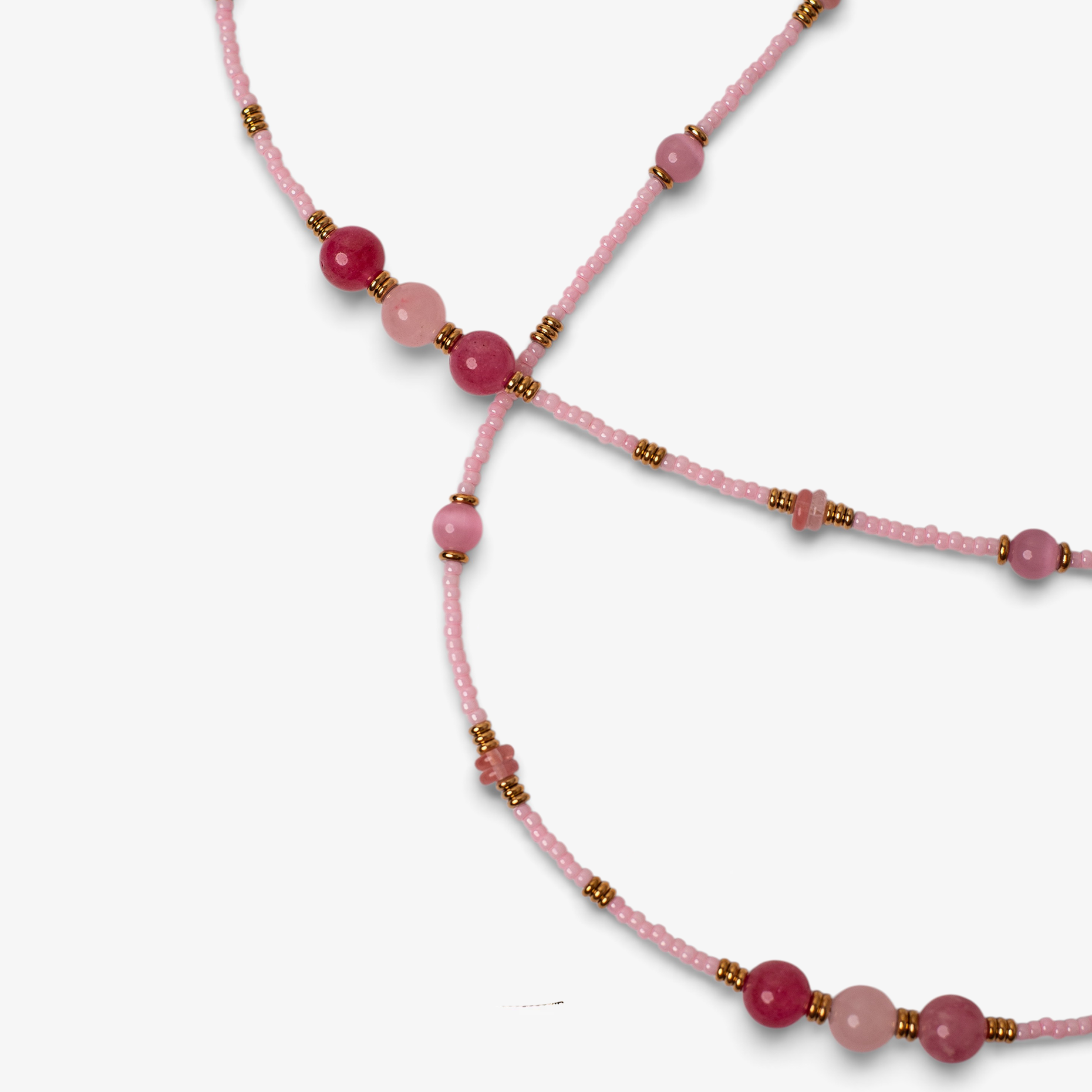 ROSÉ ALLURE – Strap din pietre naturale pentru telefon 120 cm