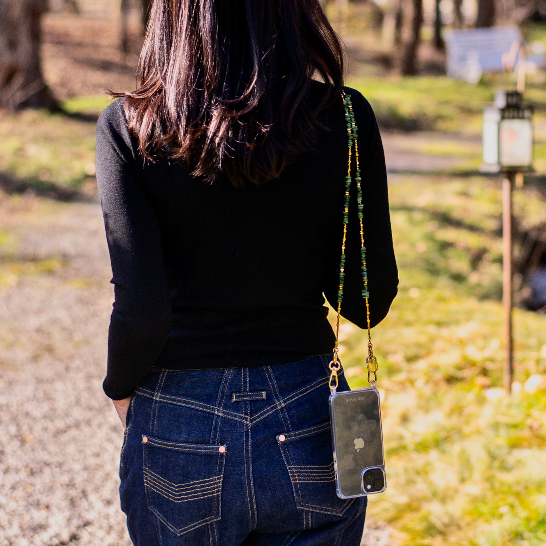 GIADA – Strap crossbody pentru telefon cu pietre naturale 120 cm